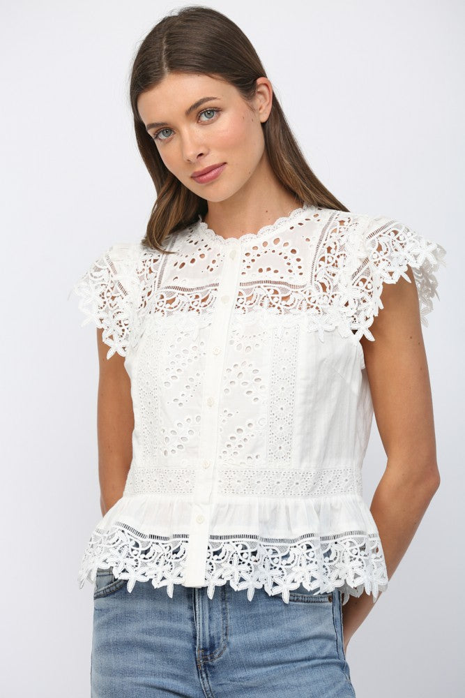 Fate | Lauren Lace Button Front Top | Sweetest Stitch Boutique RVA