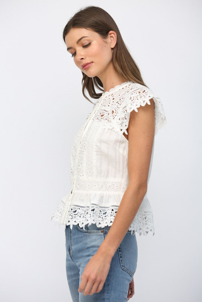Fate | Lauren Lace Button Front Top | Sweetest Stitch Boutique RVA