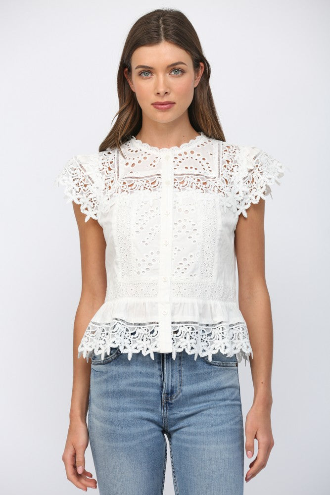 Fate | Lauren Lace Button Front Top | Sweetest Stitch Boutique RVA