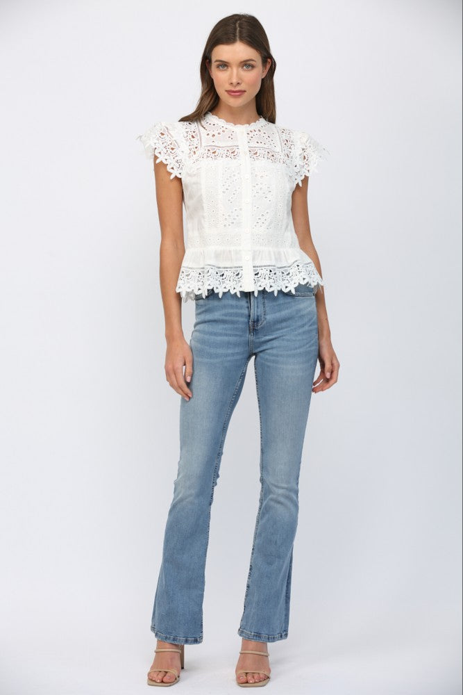 Fate | Lauren Lace Button Front Top | Sweetest Stitch Boutique RVA