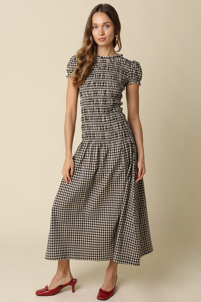 Olivaceous | Maggie Gingham Midi Dress | Sweetest Stitch Boutique