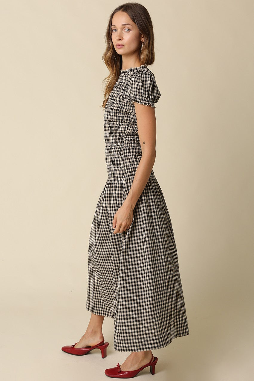 Olivaceous | Maggie Gingham Midi Dress | Sweetest Stitch Boutique
