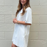 Entro | Whitney Button Front Off White Denim Dress | Sweetest Stitch