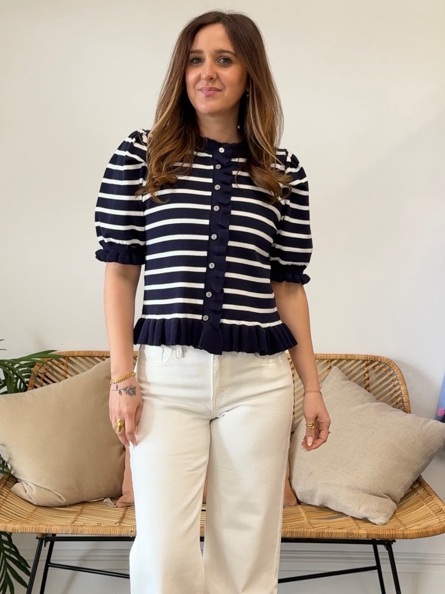 Entro | Meredith Striped Button Front Top | Sweetest Stitch Boutique