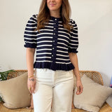 Entro | Meredith Striped Button Front Top | Sweetest Stitch Boutique