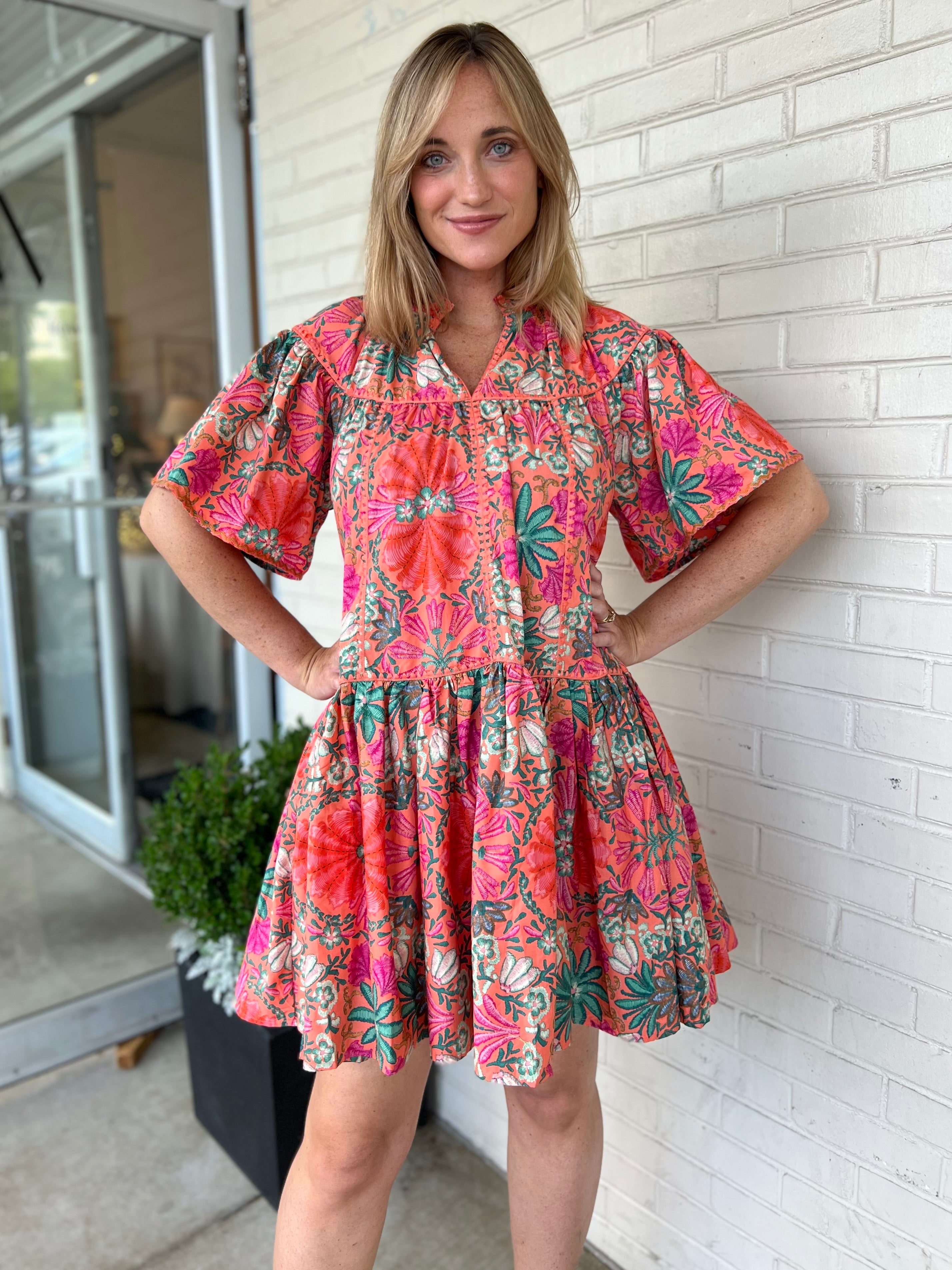 Olivaceous | Viola Orange Print Mini Dress | Sweetest Stitch Boutique