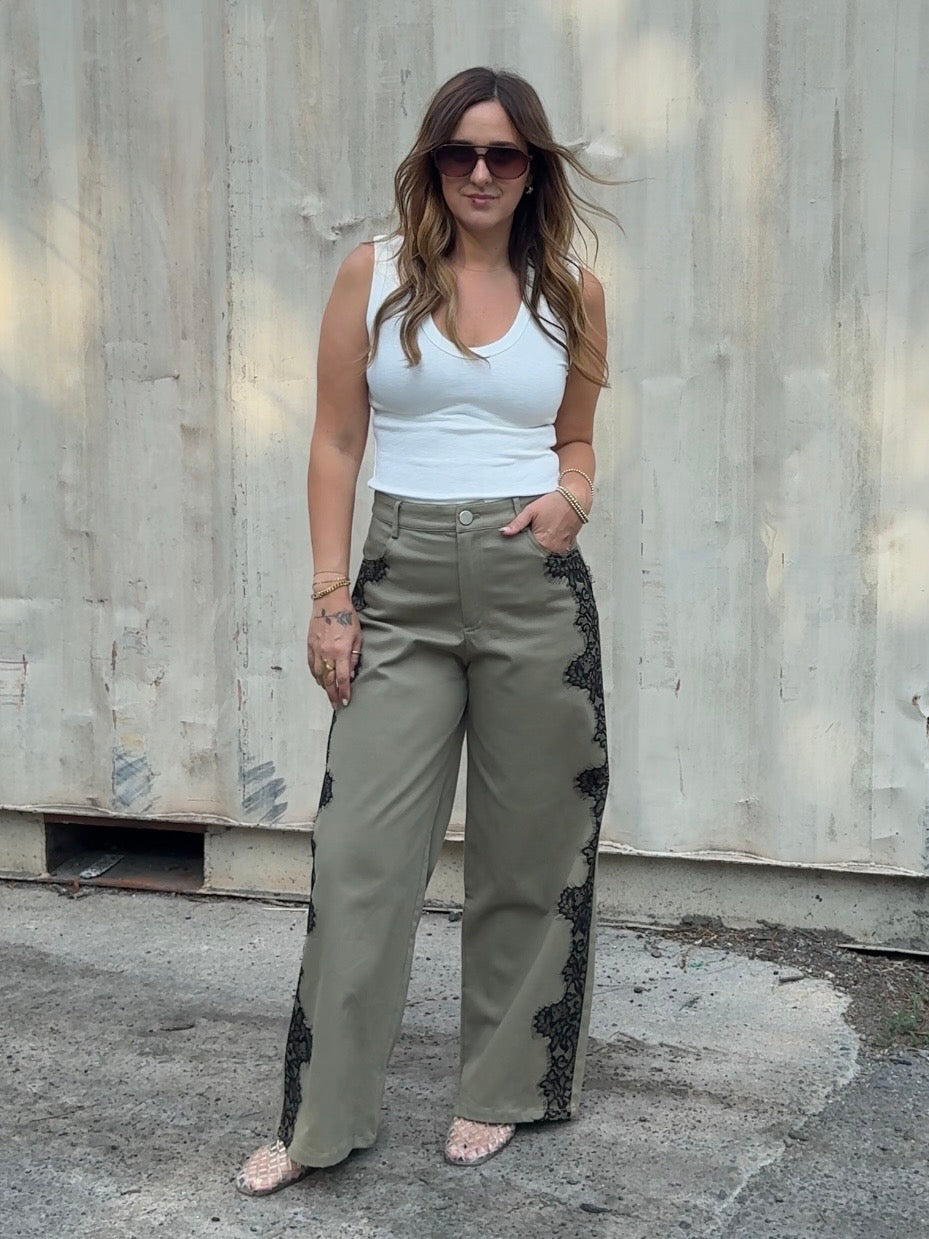 Able | Chloe Lace Detail Pants | Sweetest Stitch Boutique Richmond VA