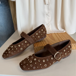 Dolce Vita | Mella Stud Flats - Cocoa Suede | Sweetest Stitch Boutique