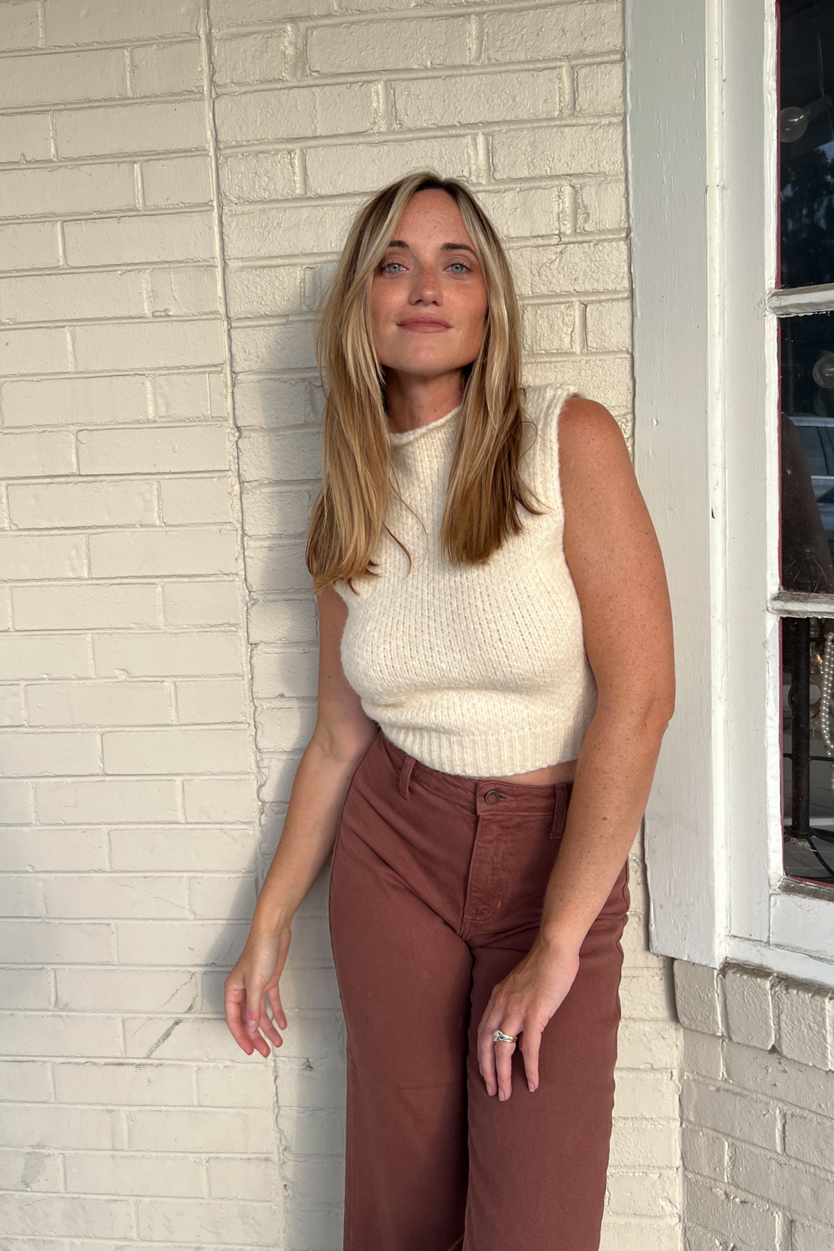 Short Story Knit Top Cream