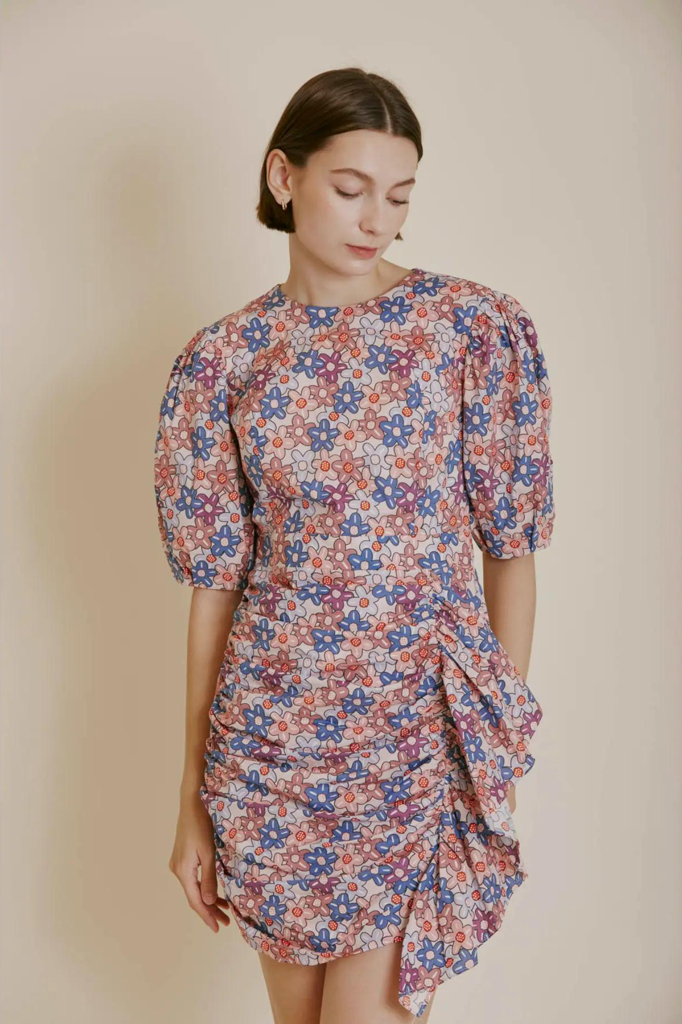 Aureum | Puff Sleeve Flower Mini Dress | Sweetest Stitch Boutique