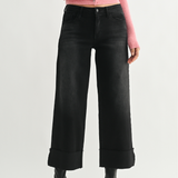 Just Black Denim | Paulina Wide Leg Cuffed Jeans | Sweetest Stitch