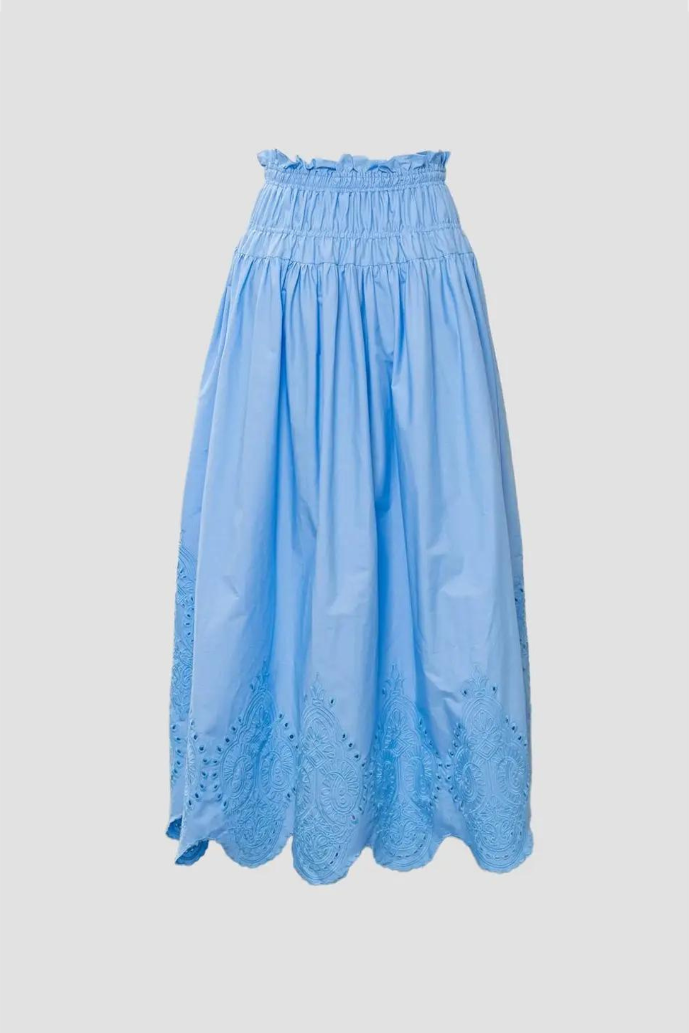 Moon River | Light Blue Eyelet Midi Skirt for Women | Sweetest Stitch