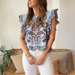 THML | Bianca Embroidered Flutter Sleeve Top | Sweetest Stitch