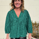 Current Air | Mira Textured V-Neck Top | Sweetest Stitch Boutique