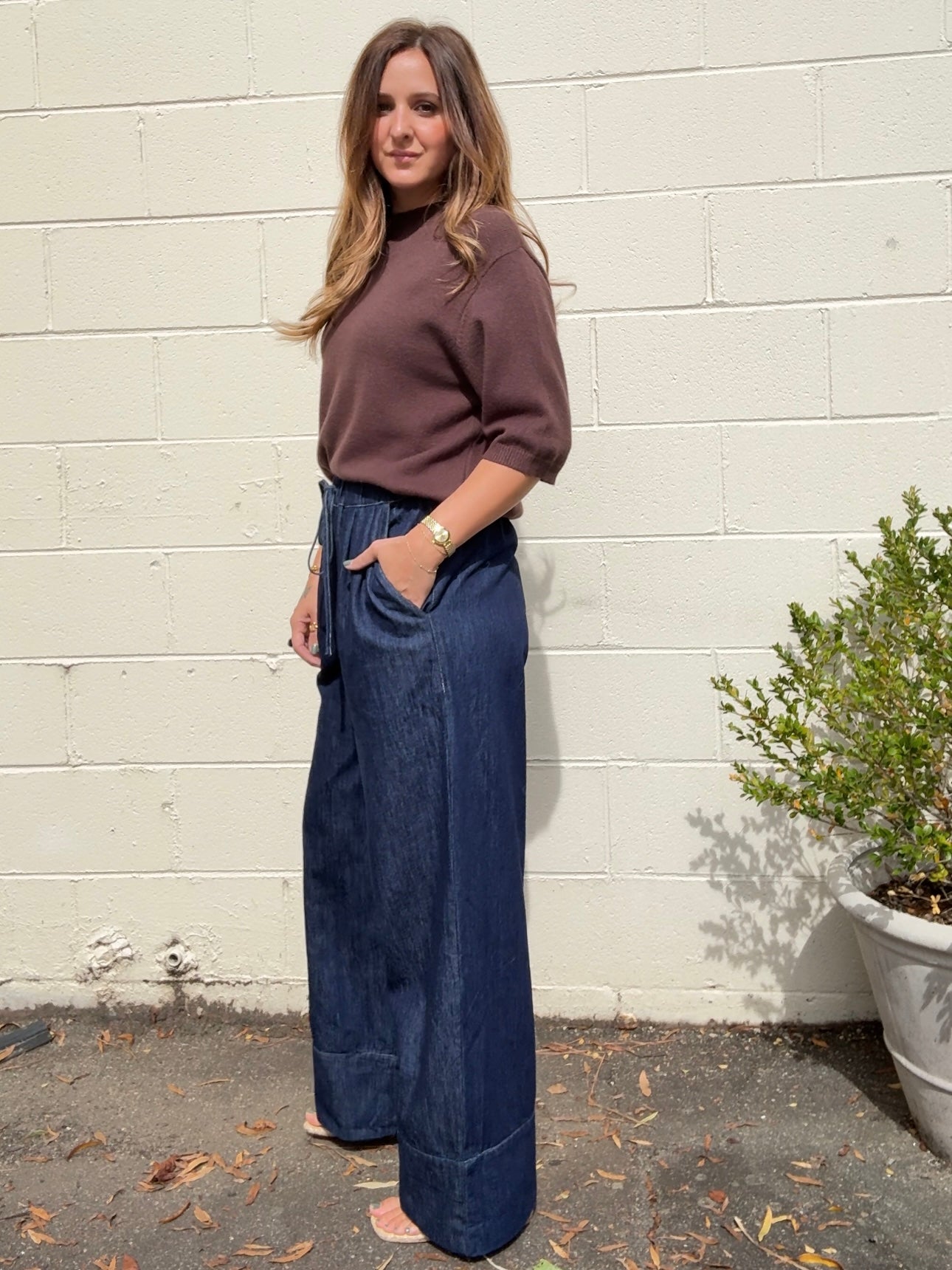 Crescent | Katie Wide Leg Denim Pants | Sweetest Stitch Boutique 