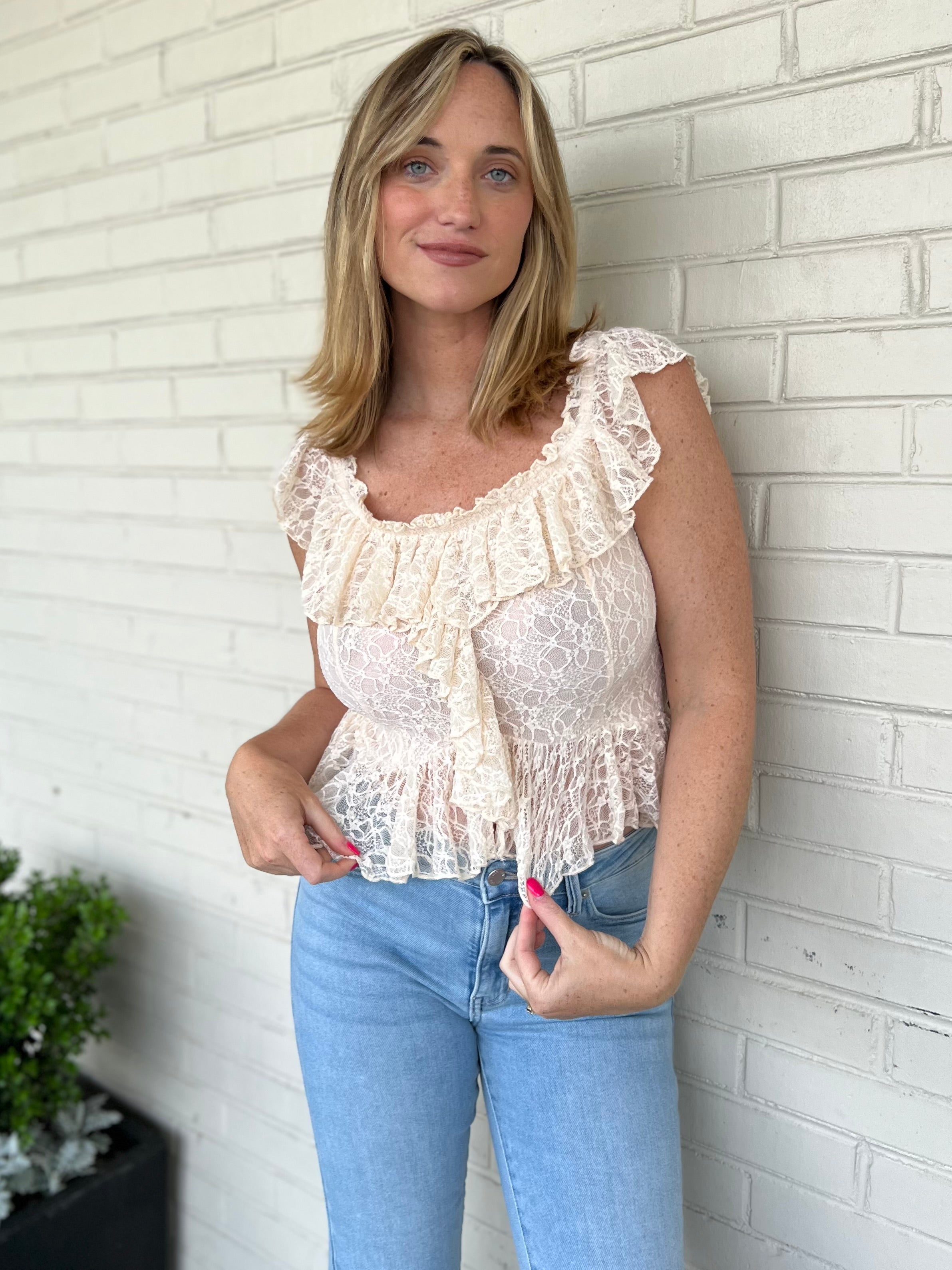 ASTR The Label | Lace Ruffle Top | Sweetest Stitch Boutique