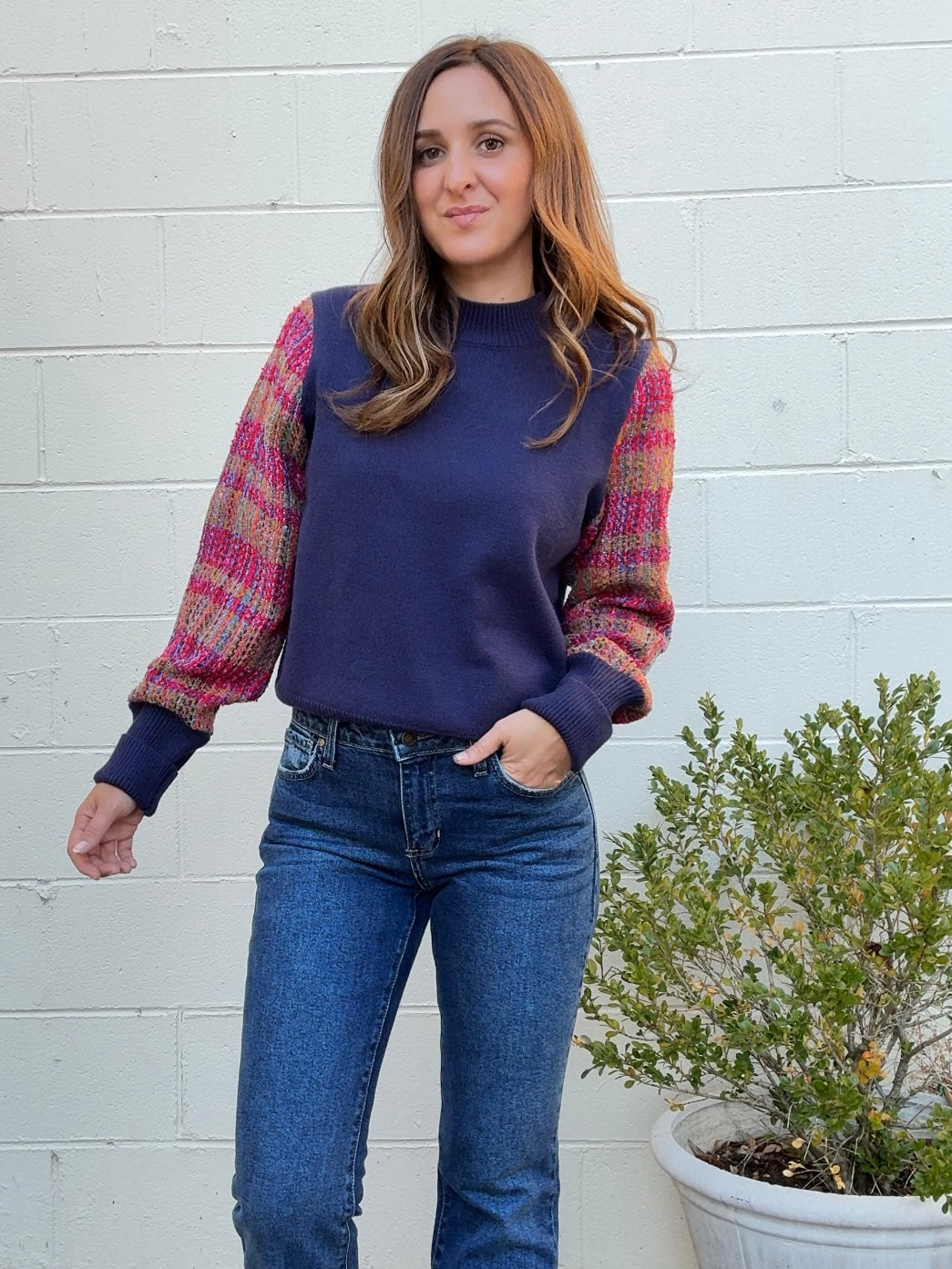 THML | Kiara Contrast Sleeve Sweater | Sweetest Stitch Boutique