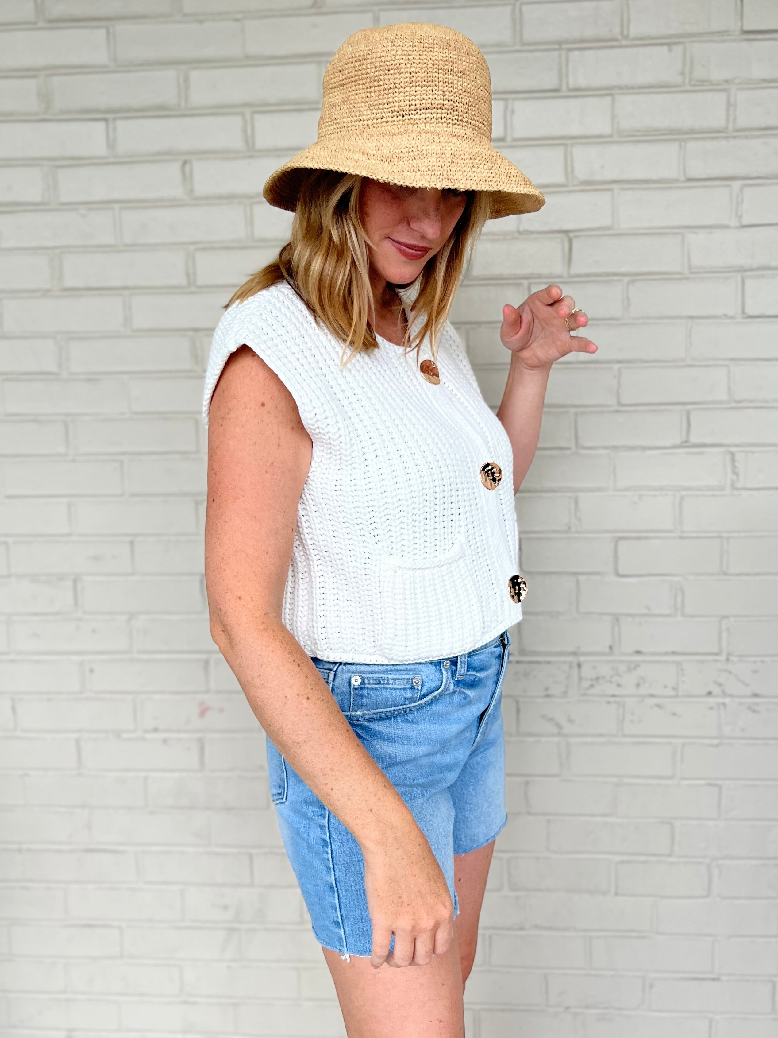 Miss Love | Mya Sweater Button Front Vest | Sweetest Stitch Boutique