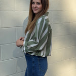 Entro | Carrie Olive Striped Top | Sweetest Stitch Boutique Richmond