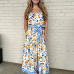 Entro | Reva Orange Print Midi Dress | Sweetest Stitch Boutique 