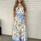 Entro | Reva Orange Print Midi Dress | Sweetest Stitch Boutique 