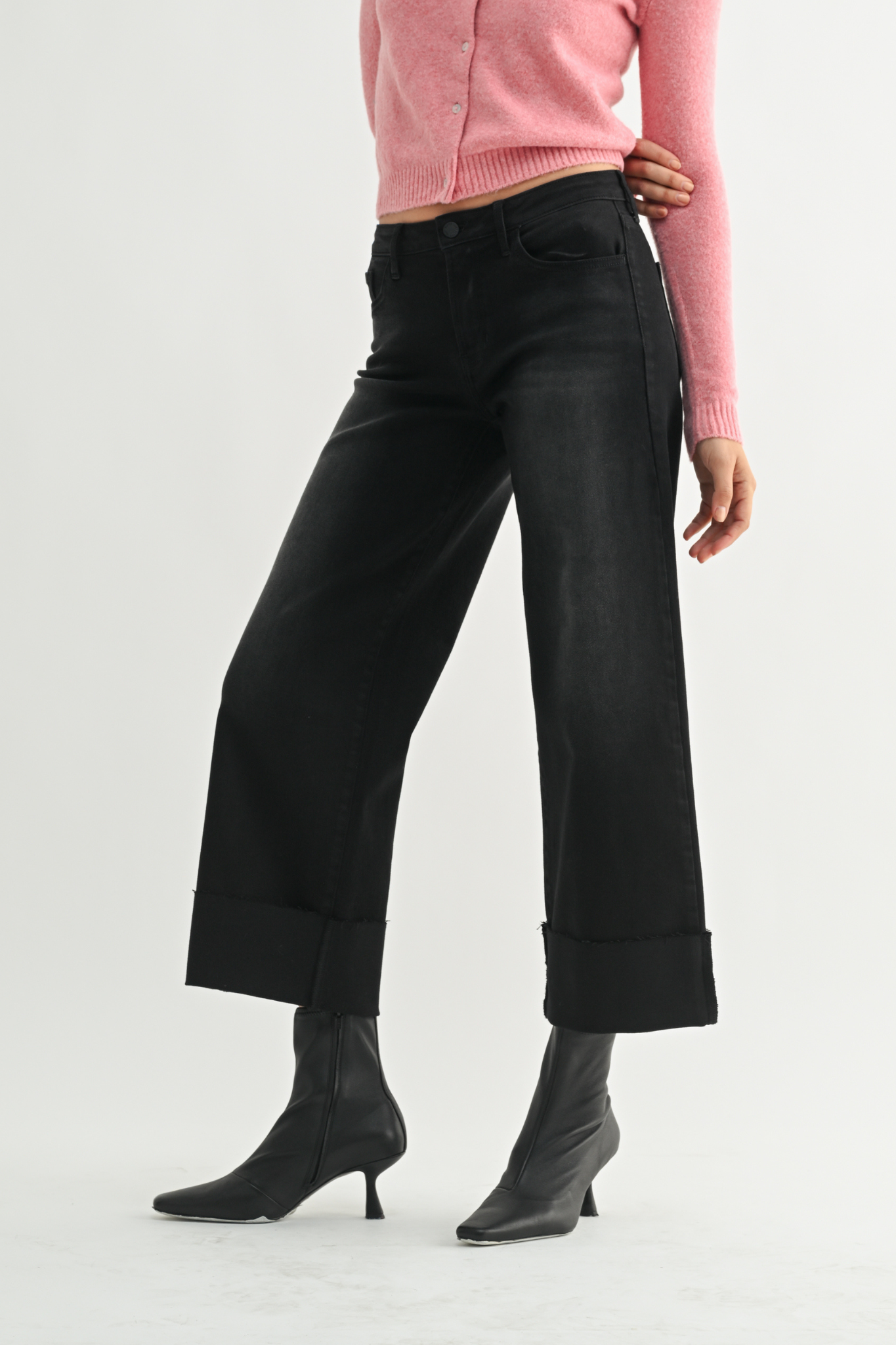 Just Black Denim | Paulina Wide Leg Cuffed Jeans | Sweetest Stitch