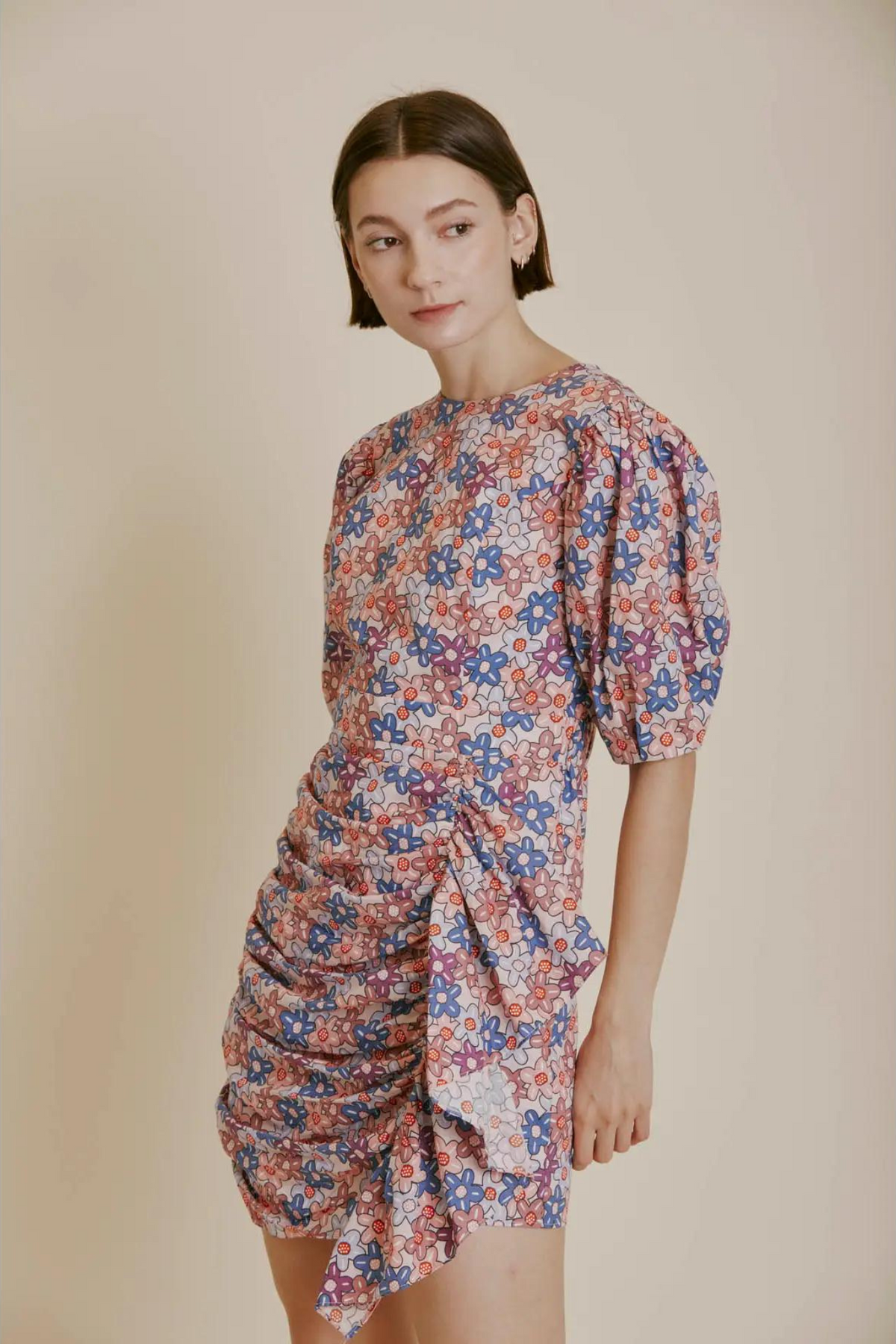 Aureum | Puff Sleeve Flower Mini Dress | Sweetest Stitch Boutique