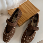 Dolce Vita | Mella Stud Flats - Cocoa Suede | Sweetest Stitch Boutique