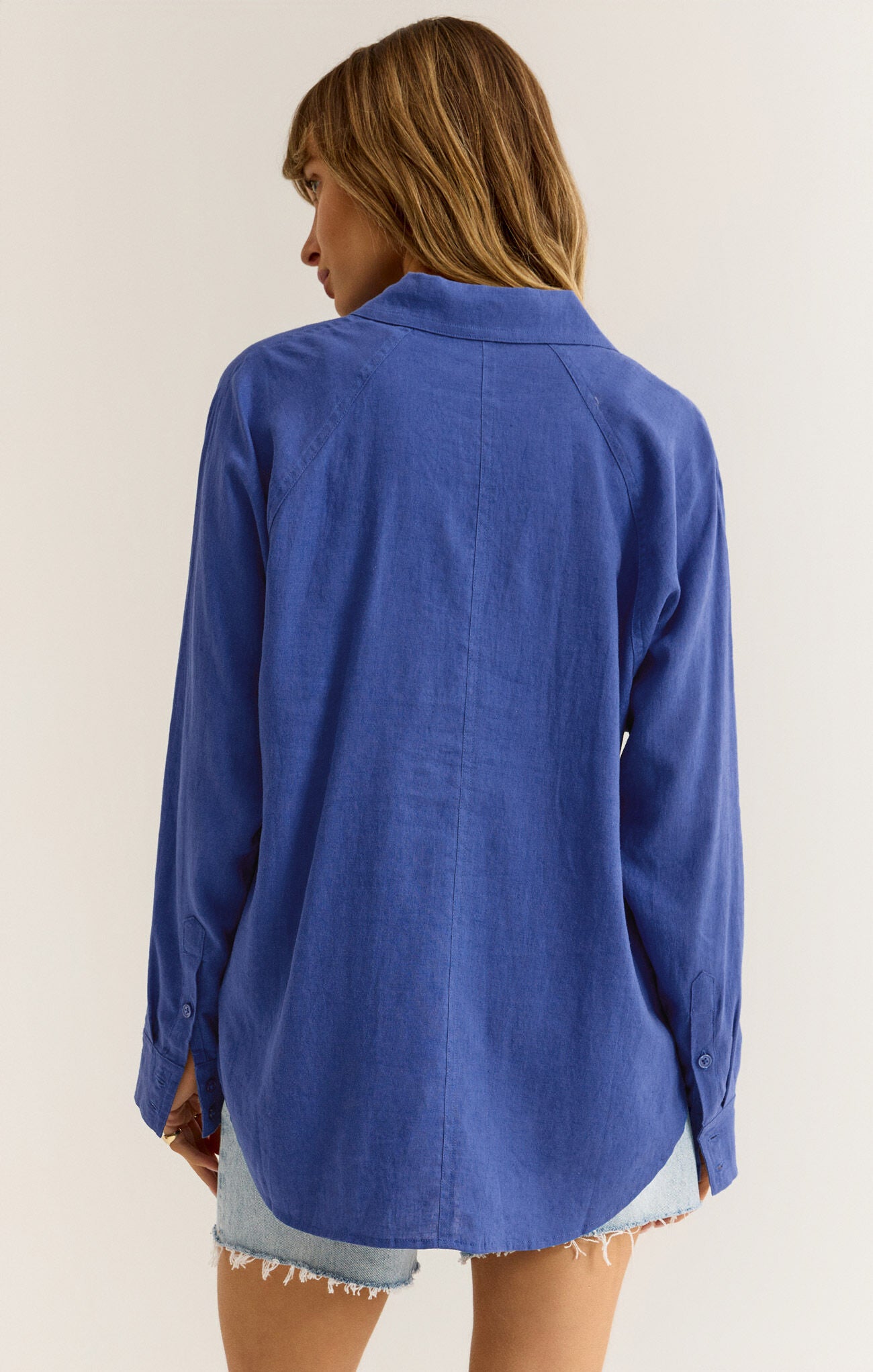Z Supply | The Perfect Linen Top Blue | Sweetest Stitch Boutique