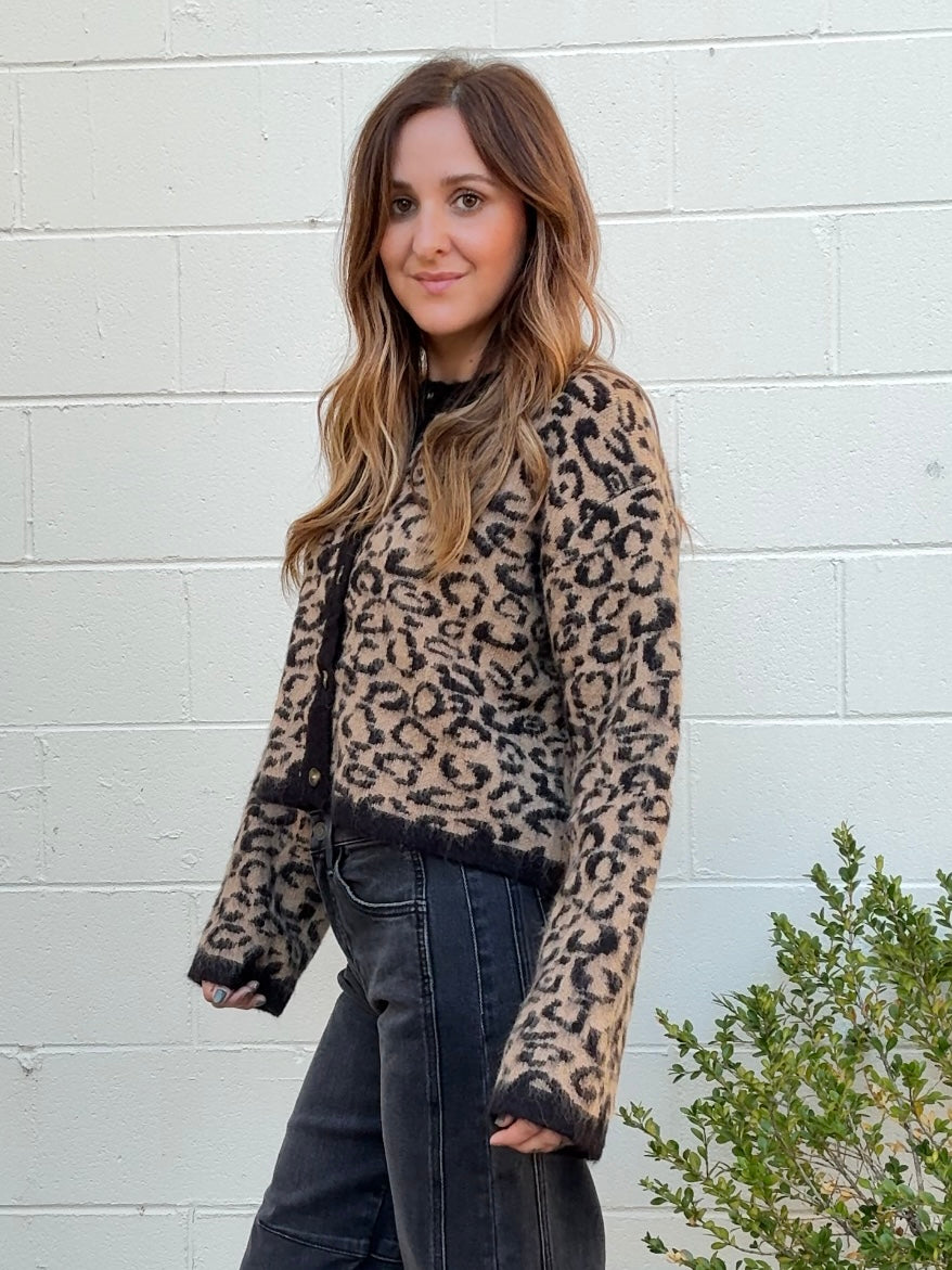 Miou Muse | Lena Button Front Leopard Sweater | Sweetest Stitch