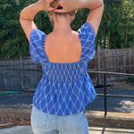 By Together | Cobalt Blue V-Neck Eyelet Top | Sweetest Stitch Boutique 