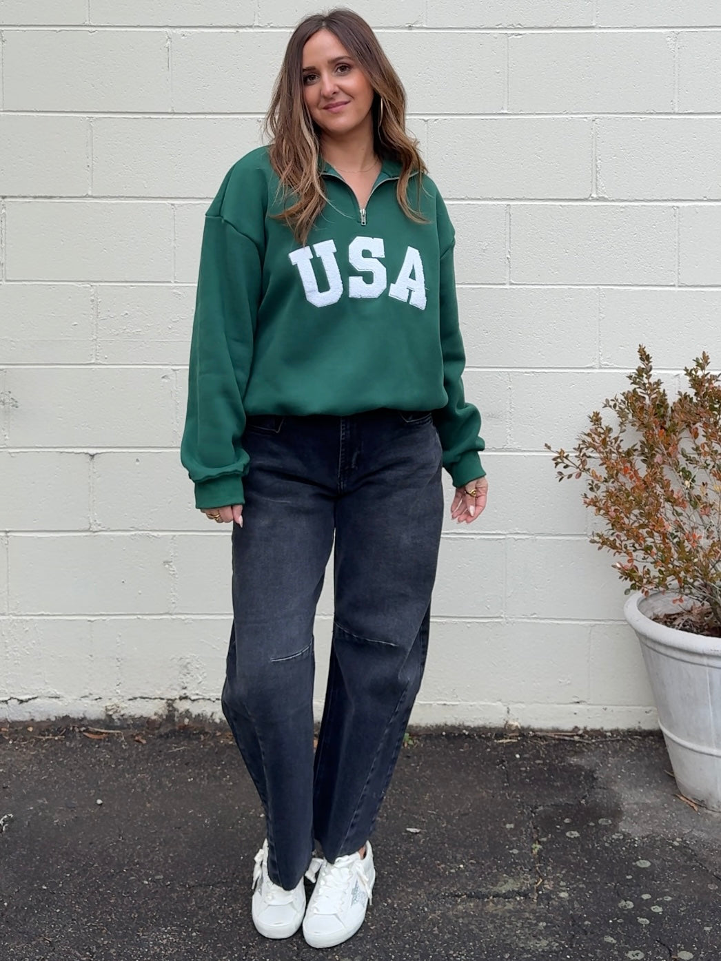 Buttermelon | USA Quarter Zip Sweatshirt | Sweetest Stitch Boutique