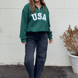 Buttermelon | USA Quarter Zip Sweatshirt | Sweetest Stitch Boutique