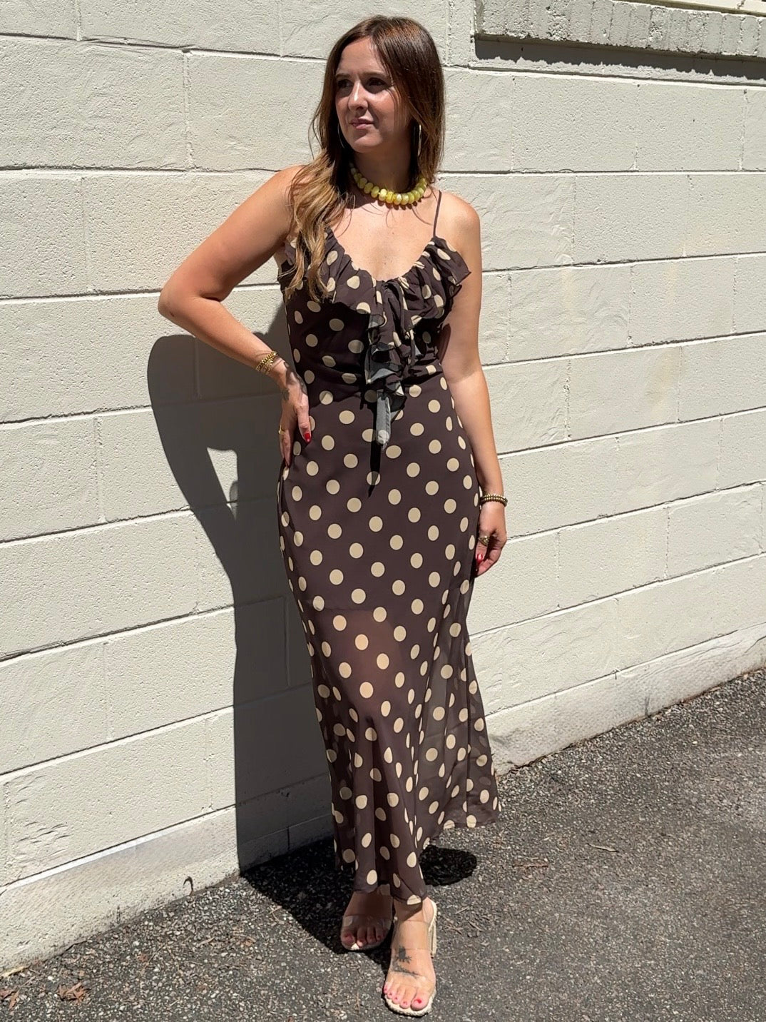 Olivaceous | Chloe Polka Dot Midi Dress | Sweetest Stitch Boutique