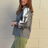 Rowan Printed Zip Front Top