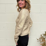 Lalavon | Hallie Gold Coated Cardigan | Sweetest Stitch Boutique