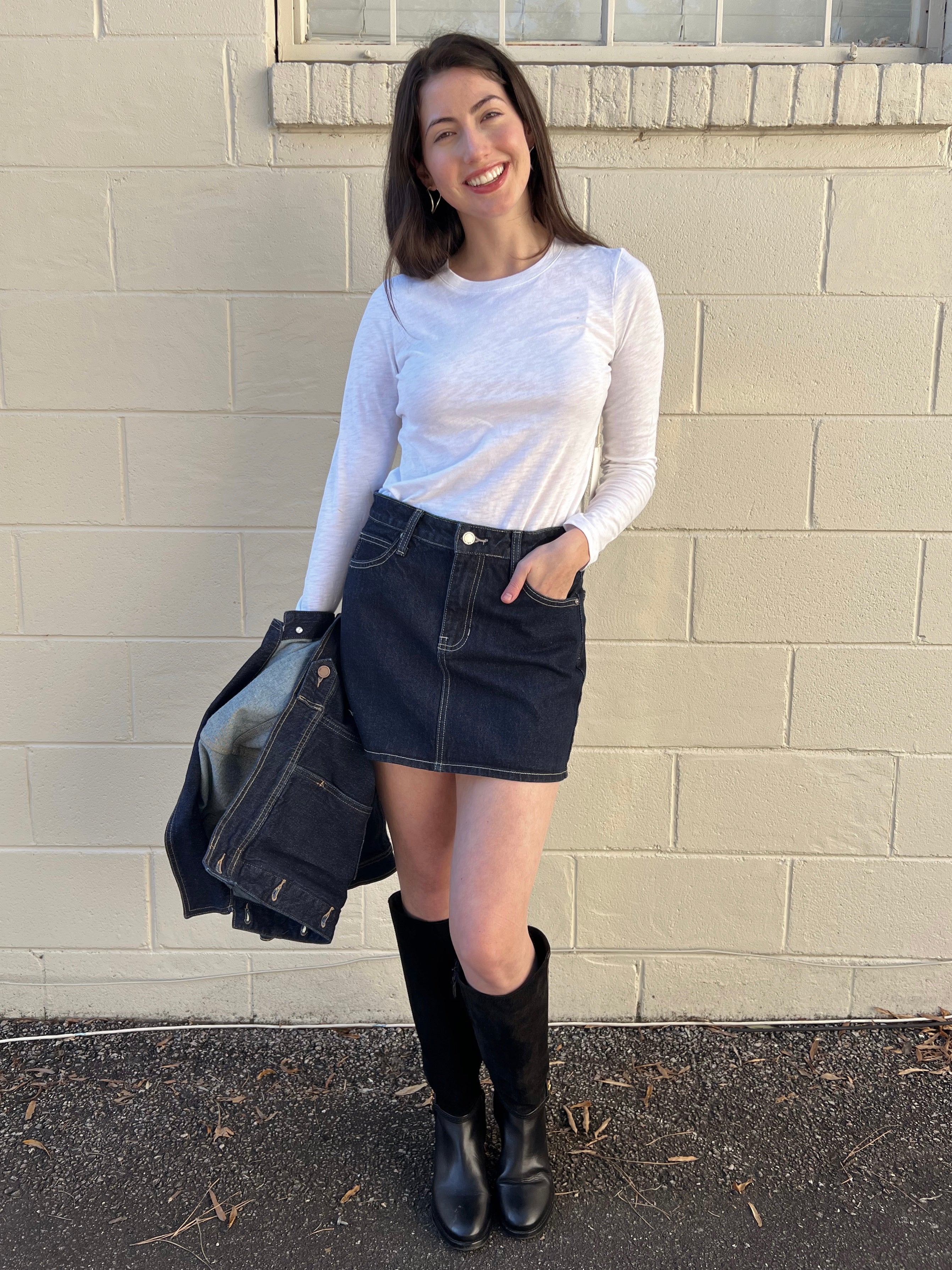 Just Black Denim | Dark Wash Denim Mini Skirt | Sweetest Stitch