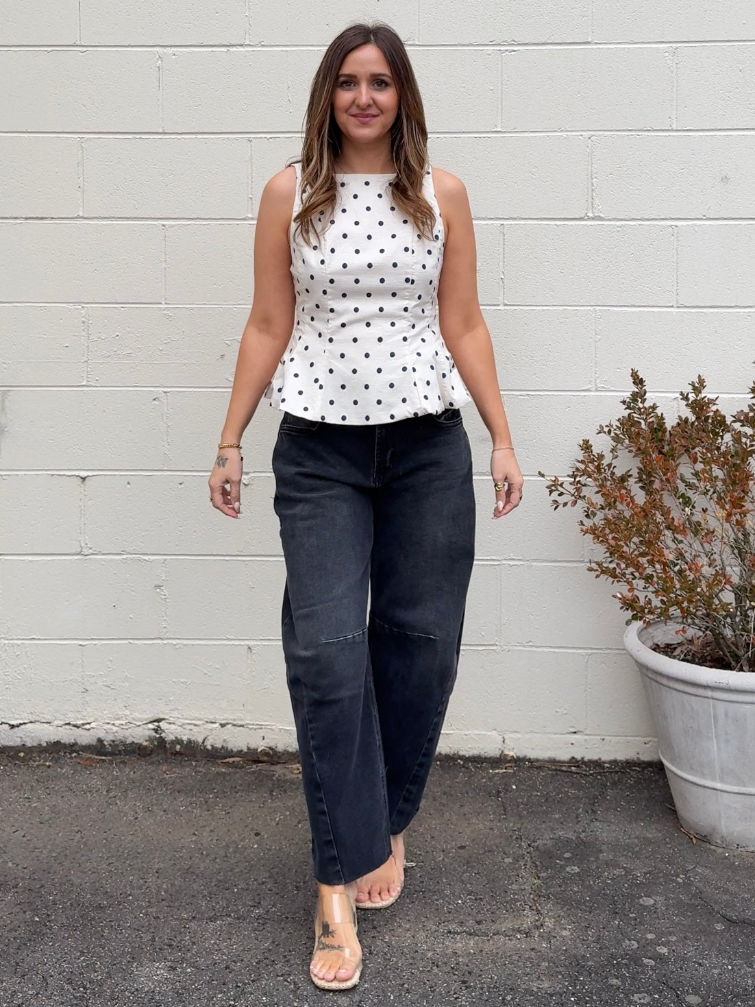 THML | Gracelyn Polka Dot Peplum Top | Sweetest Stitch Boutique