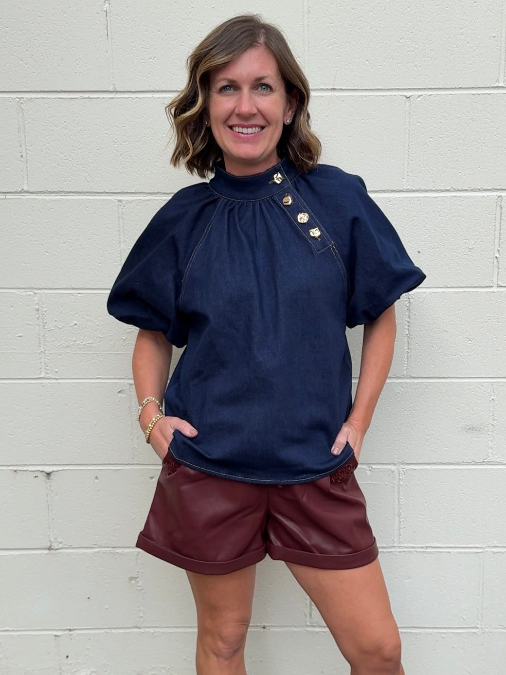 THML | Maeve Denim Puff Sleeve Top | Sweetest Stitch Boutique RVA