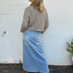 By Together | Light Wash Denim Midi Skirt | Sweetest Stitch