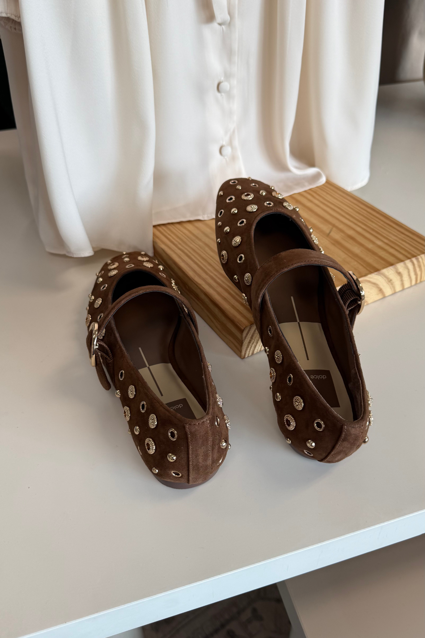 Dolce Vita | Mella Stud Flats - Cocoa Suede | Sweetest Stitch Boutique
