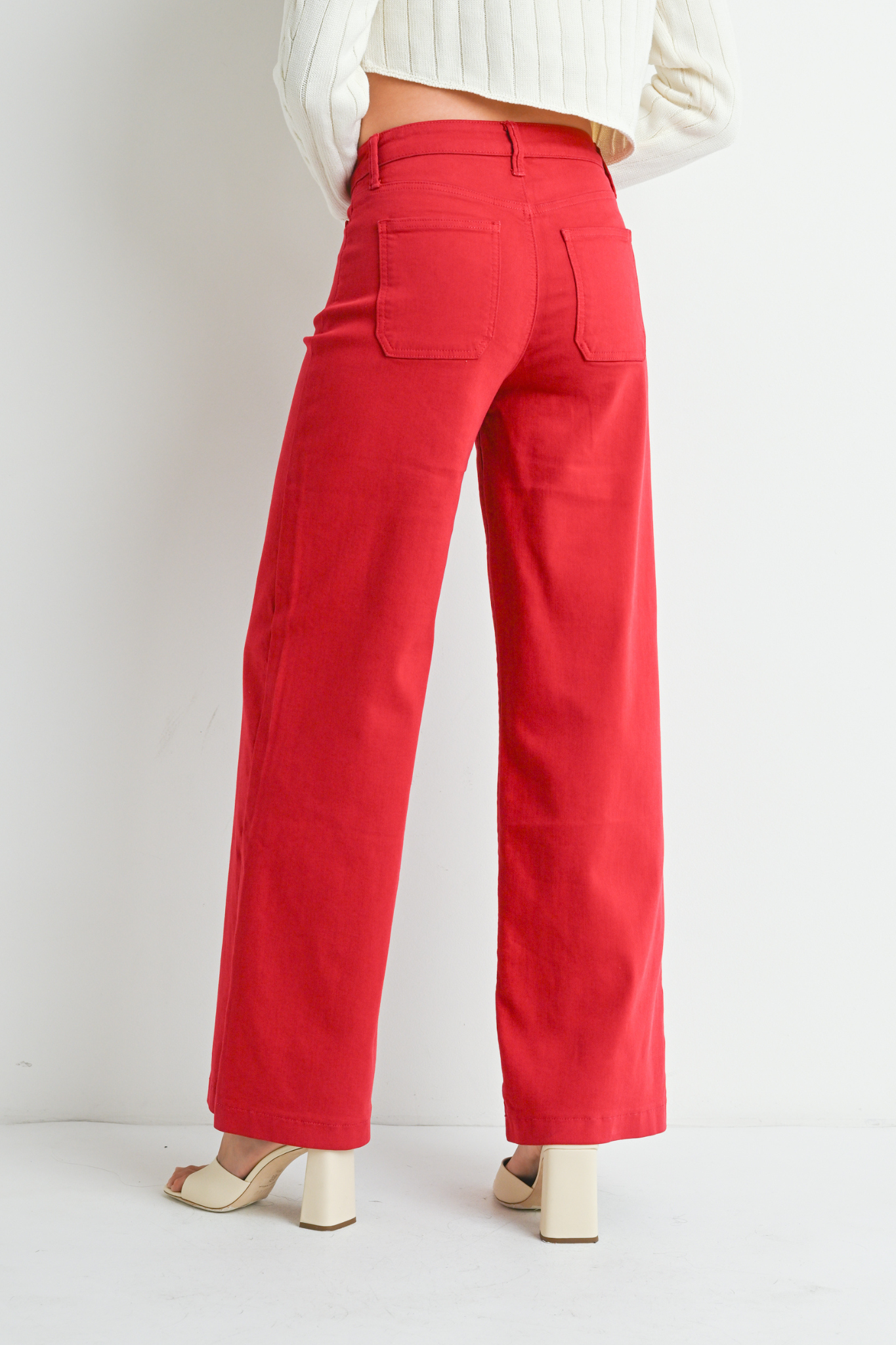 Just Black | Belle Patch Pocket Jeans - Dark Red | Sweetest Stitch 