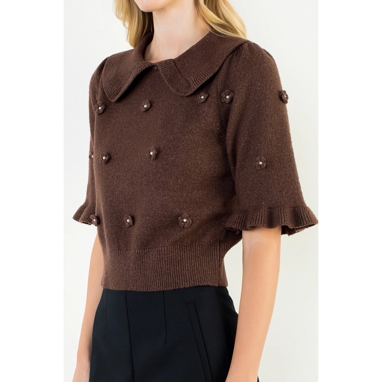 THML | Margot Flower Short Sleeve Sweater | Sweetest Stitch Boutique