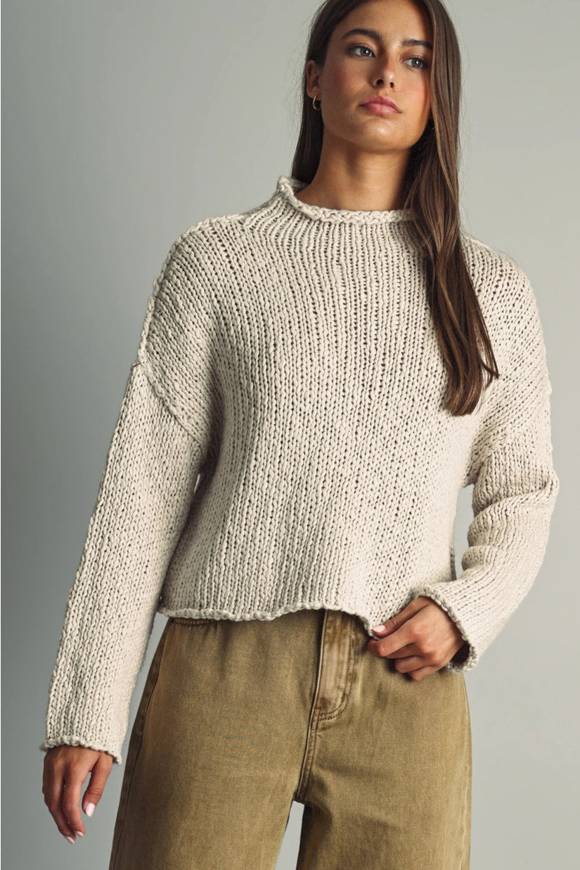 Miou Muse | Mandy Rolled Mock Neck Sweater | Sweetest Stitch RVA