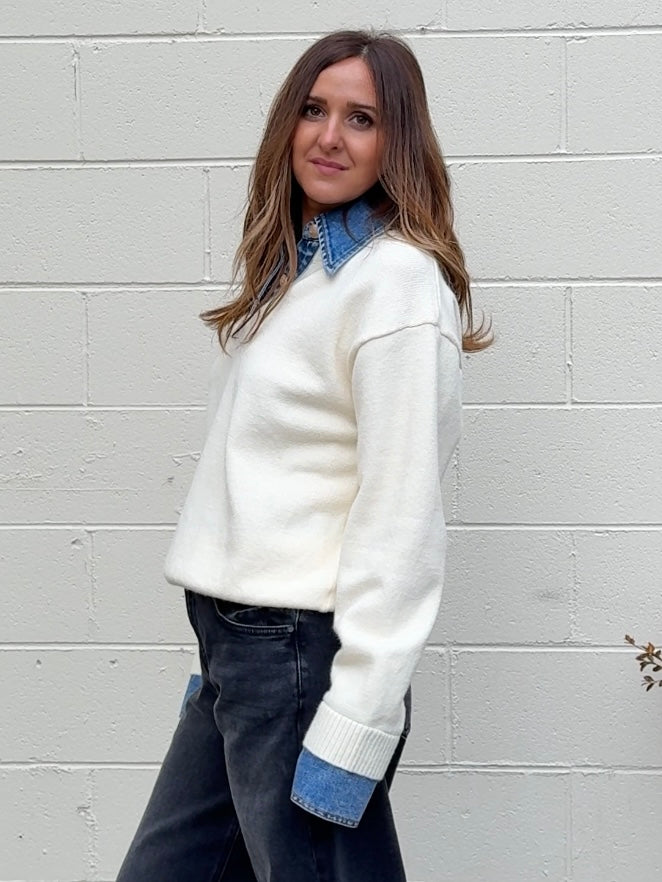 Olivaceous | Emely Faux Layered Sweater | Sweetest Stitch Boutique