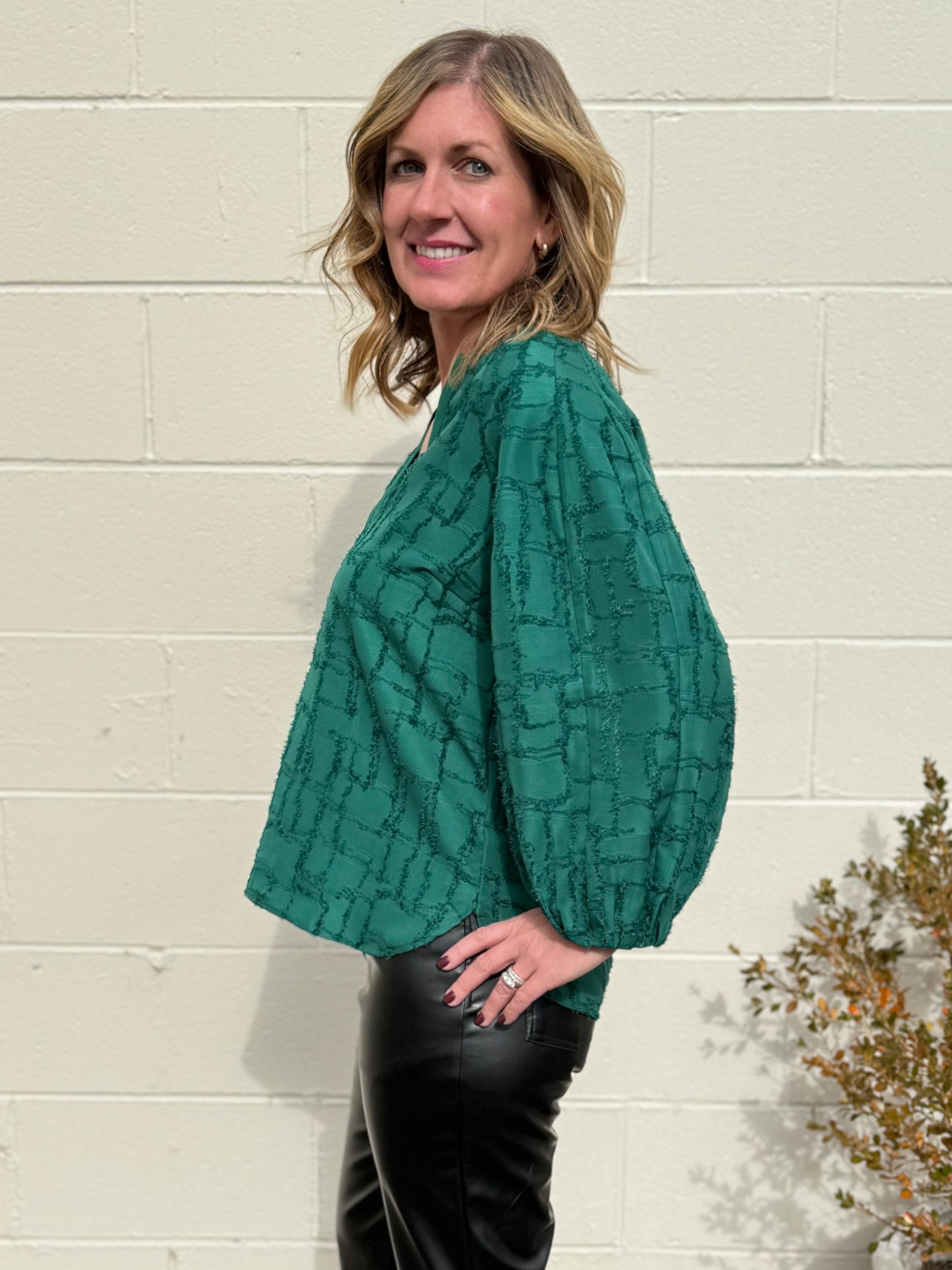 Current Air | Mira Textured V-Neck Top | Sweetest Stitch Boutique