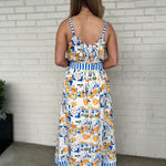 Entro | Reva Orange Print Midi Dress | Sweetest Stitch Boutique 