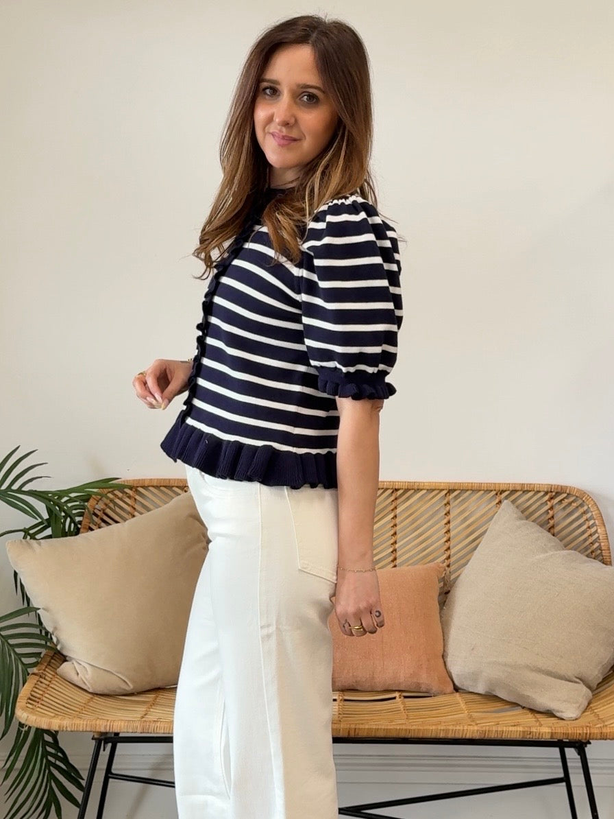 Entro | Meredith Striped Button Front Top | Sweetest Stitch Boutique