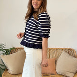 Entro | Meredith Striped Button Front Top | Sweetest Stitch Boutique
