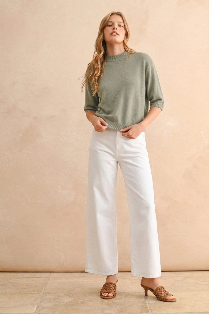 Miou Muse | Monica Short Sleeve Sweater | Sweetest Stitch Boutique